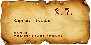 Kapros Tivadar névjegykártya