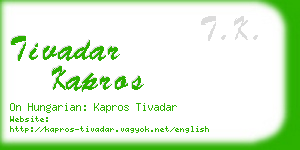 tivadar kapros business card